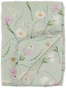 Zelený bavlnený prehoz s kvetmi Aix Quilt Wild Flowers - 130*180 cm