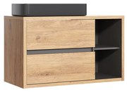 Závěsná skříňka Devon s deskou a umyvadlem 100 cm dub shetland/grafit