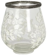 Sklenený svietnik Luka s kvetinami a zdobeným okrajom L - Ø 12 * 13 cm