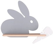 LED Detské nástenné svietidlo s poličkou RABBIT LED/4W/230V šedá/biela/drevo
