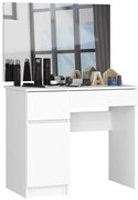 Toaletný stolík so zrkadlom CLP P-2/SL 900x600 ľavý, biely
