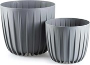 Sada 2 ks květináčů Stripped Eco šedá