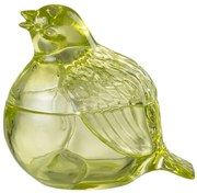 Zelená sklenená nádoba s vekom ptáček - 14*14*13cm/ 250ml