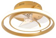 Stropný ventilátor zlatý 46,5 cm vrátane LED s diaľkovým ovládaním - Kees