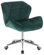 LuxuryForm DESIGN Stolička MILANO VELUR na striebornej podstave s kolieskami - zelená