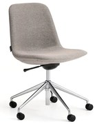 Stolička LANGLEY, nízky sedák, s kolieskami, brúsený hliník/šedohnedá