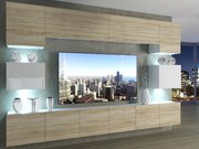 Obývacia stena 300 cm Belini dub sonoma / biely lesk Imperium3 IMP 3/5/W/DSWDS/0/0