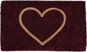 Červená ručne vyrobená rohožka z kokosových vlákien srdca - 75*45*4cm