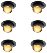Sada 6 moderných zapustených bodových svetiel čierna okrúhla naklápacia - Installa