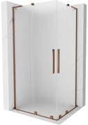 Mexen Velar L Duo, sprchový kút s posuvnými dverami 90 x 80 cm, 8mm sklo námraza, ružové zlato, 871-090-080-02-33-60