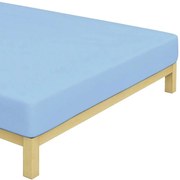Bavlnené jersey napínacie prestieradlo na jednolôžko - 90 x 200 cm - svetlomodré