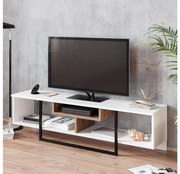 TV stolík/skrinka Aslana 150 (biela + čierna + dub) . Vlastná spoľahlivá doprava až k Vám domov. 1101385