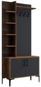 Vešiak s botníkom a policami Viyana Walnut and Anthracite
