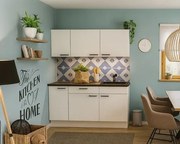 Kuchynská linka s spotrebičmi, drezom a drezovou batériou Naturel 160x60x91 cm mat alpska biela