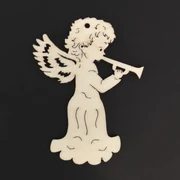 AMADEA Drevená ozdoba anjel s rúrkou 6 cm