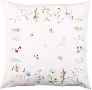 Dekoračný vankúš kvety 45x45 cm, biely%