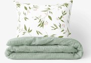 Goldea krepové posteľné obliečky duo - vôňa jazmínu so šalviovo zelenou 140 x 200 a 70 x 90 cm