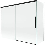 Mexen Rox, 2-krídlová posuvná vaňová zástena 190 + 80 x 150 cm, 8mm číre sklo, čierny matný profil, 8C9-190-080-70-00