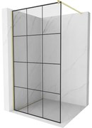 Mexen Kioto, sprchová zástena Walk-In 120 x 200 cm, 8mm číre sklo čierny vzor, zlatý matný profil, 800-120-101-55-77