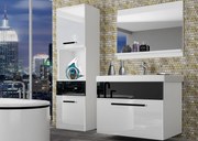 Kúpeľňový nábytok Belini biely lesk / čierny lesk + umývadlo + zrkadlo  ROD P 3/0/W/WB/0/ZW