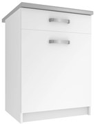 Kuchynská skrinka Belini spodná so zásuvkami 60 cm biely mat s pracovnou doskou TOR SDSZ1-60/0/WT/WT/0/U
