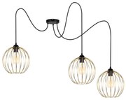 Luster na lanku MATT 3xE27/60W/230V pavúk čierna/zlatá