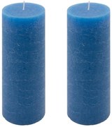 Modrá parafínová sviečka rustikálna 20 cm, 90 h, sada 2 ks
