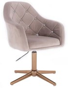 LuxuryForm DESIGN Kreslo ROMA VELUR na zlatom kríži - svetlo šedé