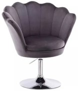 LuxuryForm DESIGN Kreslo FREY VELUR na striebornom tanieri - tmavo šedé