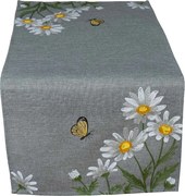 Sivý moderný obrus Margarétka 40 × 85 cm