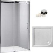 BPS-koupelny Posuvné sprchové dvere HYD-PD03B 100 chróm/transparent pre inštaláciu do niky + vanička HYD-OSV-SXL02C 100x100 biela