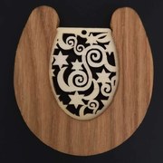 AMADEA Drevená ozdoba z masívu s vkladom - podkova s ornamentom 8 cm