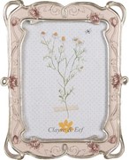 Pastelovo ružový fotorámik so zdobením a kvetmi - 19*2*24 cm / 13*18 cm