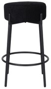 Okrúhla barová stolička do kuchyne s opierkou na nohy Holly, čalúnená, čierna