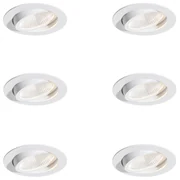 Sada 6 zapustených bodových svetiel biela 9,5 cm vrátane LED 1300 lm stmievateľné IP23 - Gaius