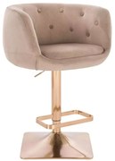 LuxuryForm DESIGN Barová stolička MONTANA VELUR na zlatej hranatej podstave - latte