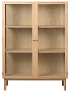Vitrína z dubového dreva v prírodnej farbe 140x100 cm Elba – Unique Furniture