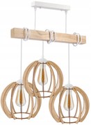BERGE LED závesné stropné svietidlo, drevené, biele, 3xE27, vzácna guľa