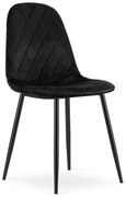 Čierna zamatová stolička ASTI s čiernymi nohami