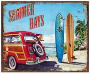 Farebná nástenná kovová ceduľa Summer Days - 25*1*20 cm
