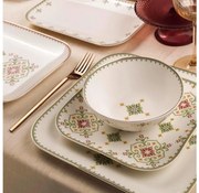 Jedálenská súprava 26 ks biela/zelená/porcelán