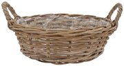 Ratanový nízky kvetináč /kôš s ušami Ivy grey - Ø 40*13 cm