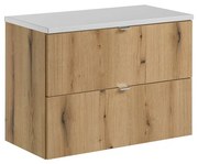 Závěsná skříňka pod umyvadlo Nova Oak I s deskou 80 cm bílá/dub coast evoke