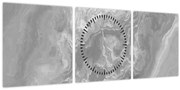 Obraz - Mramor v čiernobielej (s hodinami) (90x30 cm)