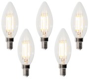 Sada 5 E14 3-stupňových stmievateľných LED žiaroviek B35 číra 4W 450 lm 2700K