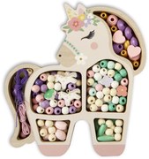 Drevené pastelové koráliky - Jednorožec, 170 ks