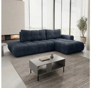 Rozkladacia rohová čalúnená sedacia súprava ALMADA do tvaru L s úložným priestorom, pravé prevedenie, modrá