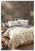 Žlto-sivé 4-dielne predĺžené obliečky na dvojlôžko s plachtou 200x220 cm Leaves – Mila Home