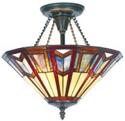 Vitrážová lampa tiffany stropová, stropnica PYRAMIDE 35*Ø40 cm 2XE27