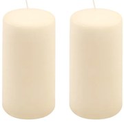 Sada stĺpových sviečok, 15 cm, Ø 7,5 cm, krémová, 2 ks